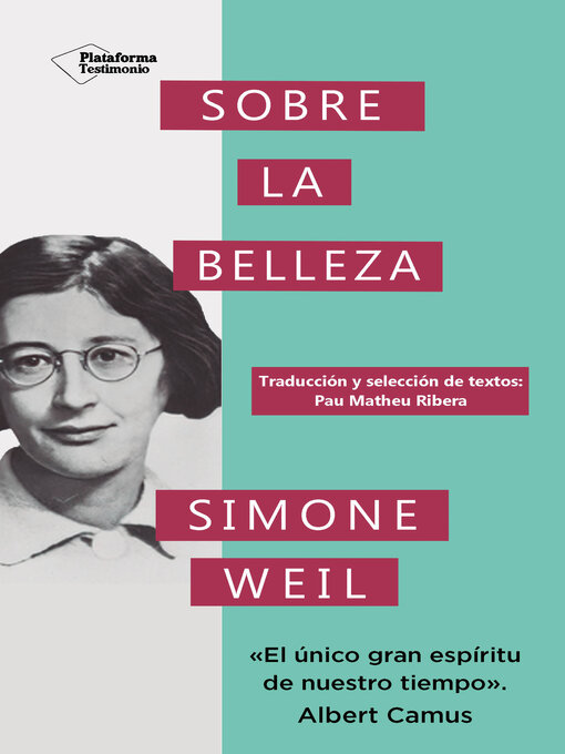 Title details for Sobre la belleza by Simone Weil - Available